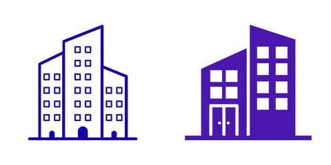 Fototapeta premium Modern Building Icons: Office and Residential, isolated on transparent background