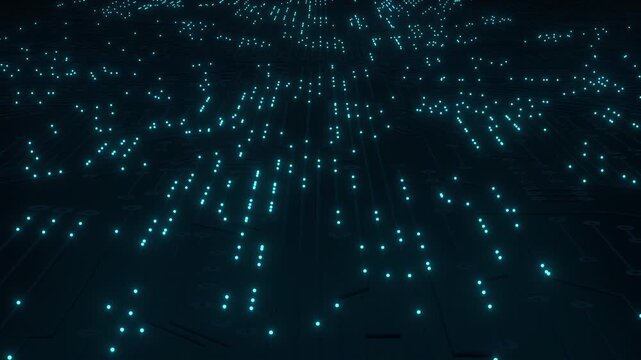 Circuit board, data flow, digital, motherboard, machine learning, big data. Futuristic, digital process, data exchange, bit, binary, computer, technology.