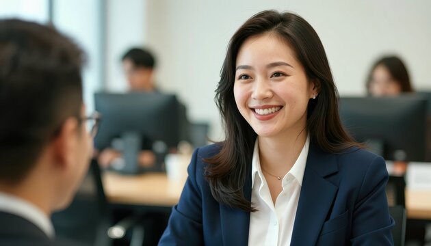 Business meeting interaction office portrait professional environment close-up view collaboration concept