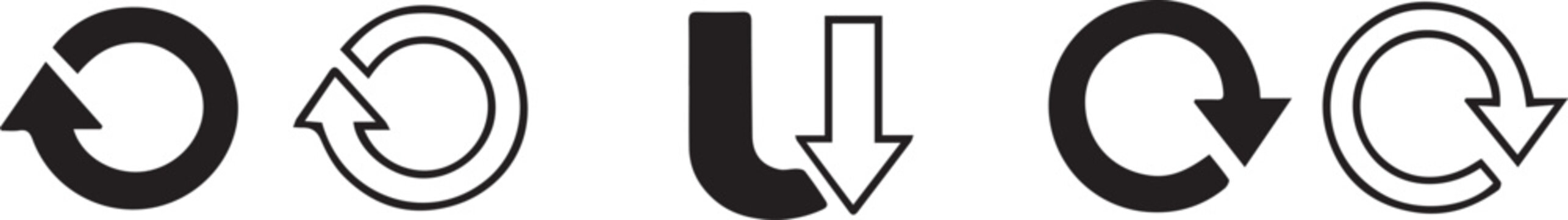Modern flat arrow icons showing rotation and direction Vector