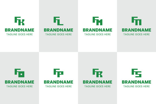 Letters FK FL FM FN FO FP FR FS Monogram Logo, for KF LF MF NF OF PF RF SF initials