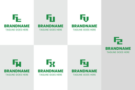 Letters FT FU FV FW FX FY FZ Monogram Logo, for TF UF VF WF XF YF ZF initials