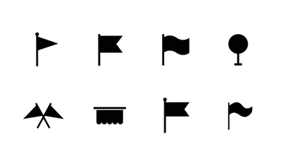 Obraz premium Set of eight different flag and weather signal icons in black and white Vector