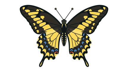 Naklejka premium Yellow And Black Butterfly Illustration On White Background