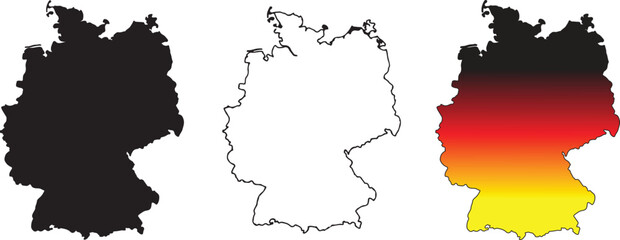 Obraz premium Germany map vector illustration with black ,white and gradient outline flat design
