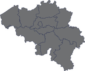 Obraz premium Map of Belgium with administrative regions simple grey vector illustration 