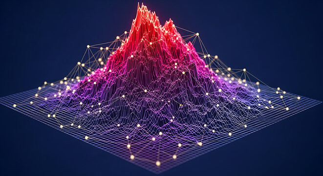 3D topographic digital landscape map with glowing data points topography landscape mountain visualization technology abstract analysis information statistics geometric structure