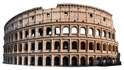 Naklejka premium Ancient Roman Colosseum amphitheater structure, isolated on transparent background