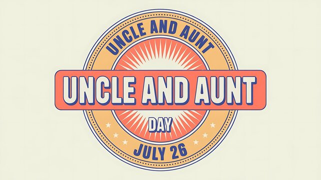 Uncle and aunt day july 26 retro circular emblem design with celebration relative community greeting sunburst