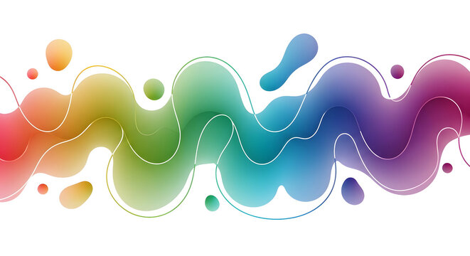 Colorful abstract fluid gradient wave design element on transparent background
