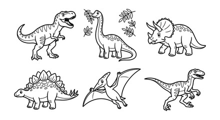 Dinosaur Illustrations Black And White Vector Graphics On White Background © nurjahan