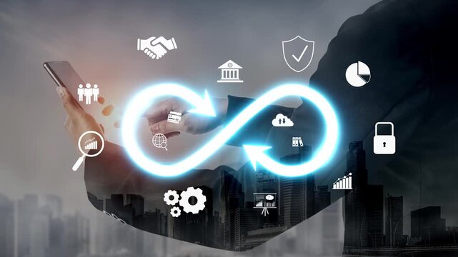 Infinity concept, limitless business potential, innovation opportunities, forward-thinking strategy, and embracing endless possibilities for creative growth and future development. Muxer