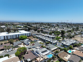 Obraz premium Aerial view of Mira Mesa, San Diego largest suburb. family friendly living with top rated schools, parks and homes