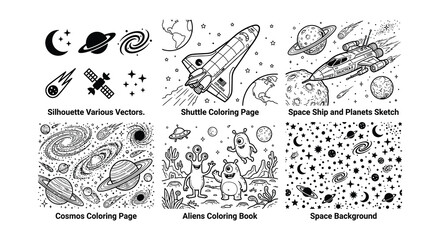 Space Exploration Vector Illustrations With Planets Rockets And Celestial Bodies © nurjahan