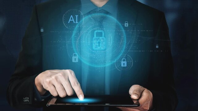 AI cyber security system using biometric authentication and privacy control. Cyber security protects identity, cybersecurity detects threats, cybersecurity ensures safety, and secures data. Marrow