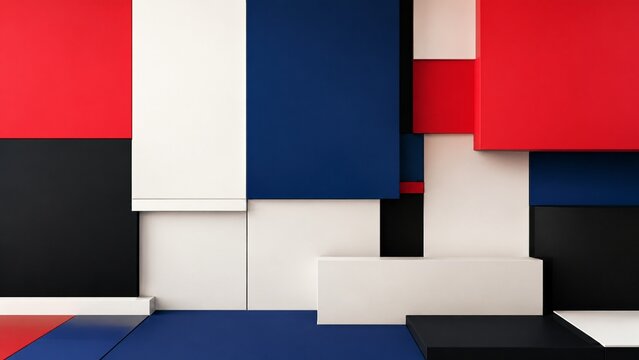 Red White Blue Black Modern Grid Flag Colors Background