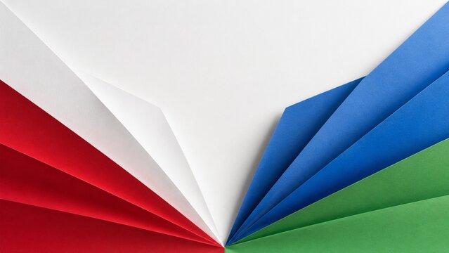 Red White Blue Green Paper Fan Flag Colors Abstract Background