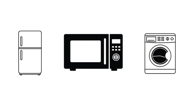 Refrigerator Microwave And Washing Machine Silhouette appliance