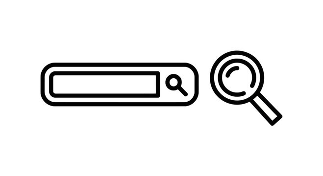 Search bar and magnifying glass icon set with magnifying interface internet navigation information research illustration isolated technology