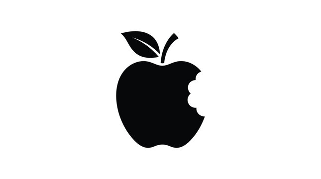 Bitten apple silhouette against a white background
