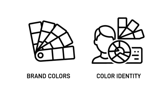 Brand colors and color identity professional line art icons with identity marketing branding creative business strategy professional corporate