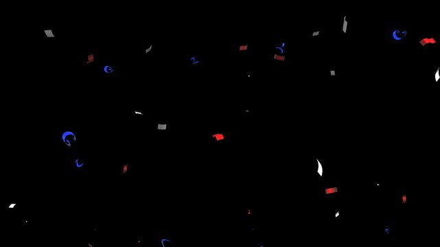 USA Patriotic Confetti Explosion with Red White Blue Pieces on Transparent Background