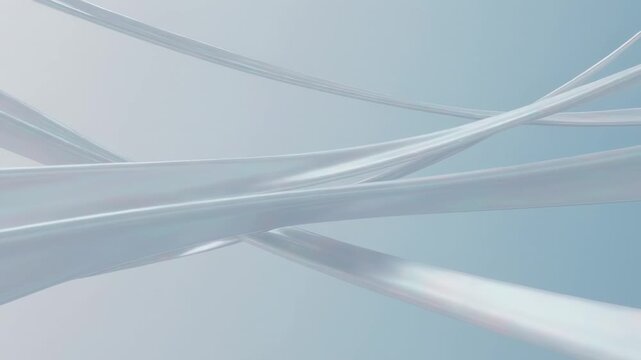 Playback starting translucent ribbons moving right and up across gray-blue gradient for calm mood