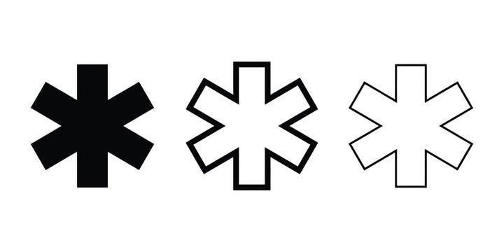 Medical star icon silhouette vector outline and line art