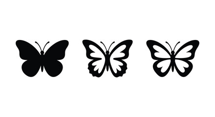 Three black butterfly silhouettes against a white background a simple graphic representation silhouette butterflies lepidoptera © Rakib
