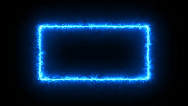 glowing neon square rectangle picture frame icon animation shape frame rotation footage round border frame movement photo frame neon box sign symbol with on a black background .