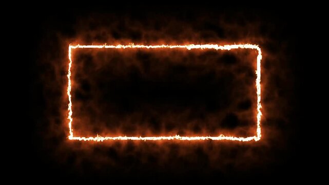glowing neon square rectangle picture frame icon animation shape frame rotation footage round border frame movement photo frame neon box sign symbol with on a black background .
