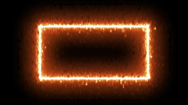 glowing neon square rectangle picture frame icon animation shape frame rotation footage round border frame movement photo frame neon box sign symbol with on a black background .