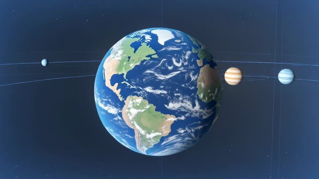Morphing Earthlike planet filling wireframe into textured globe in space, shimmering rim pulsing