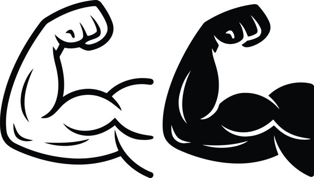 Strong bicep muscle flex silhouette vector illustration