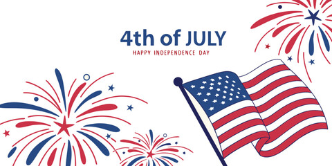 Obraz premium 4th of july celebration with american flag and fireworks
