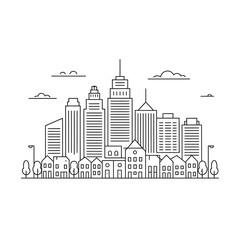Fototapeta premium City skyline architecture line art building graphic with architecture