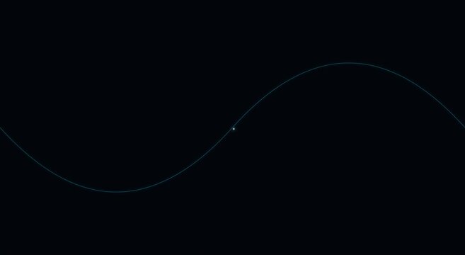 Minimalist sine wave animation with glowing particle motion on animation black background