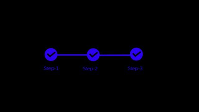 Process flow infographic sequence an minimalist showing a of steps from step 1 to 3 using blue circular