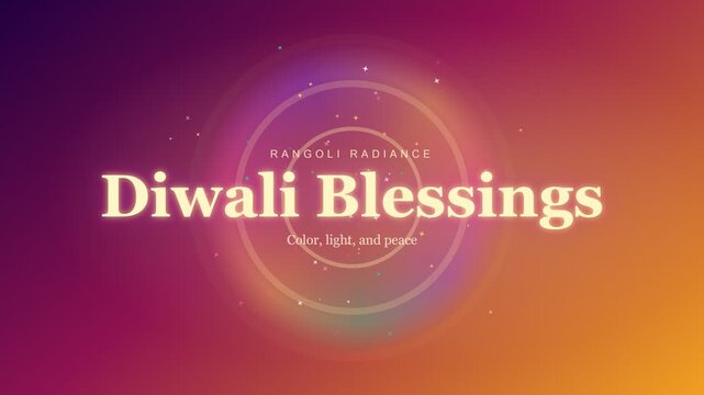 Diwali blessings animation with glowing text and rangoli patterns