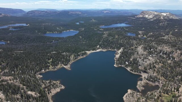 Wall Lake and Mirror Lake Highway Drone Push Uinta Mountains Utah 4K