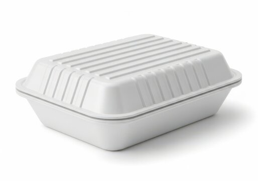 White styrofoam food container for takeaway meals isolated on white background