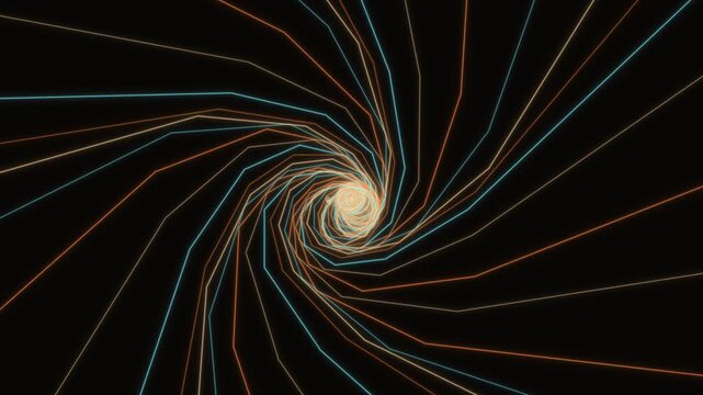 Swirling lines create a tunnel effect in a dark space