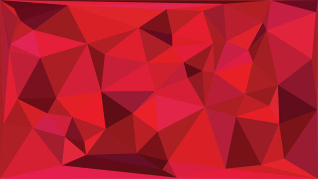 Vibrant red geometric low poly background with abstract triangular mosaic pattern.