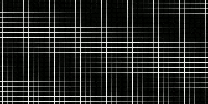 Black grid paper texture seamless pattern. Modern geometric graph paper background vector
