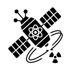 Nuclear satellite orbit icon with satellite technology radiation research © Miasahin