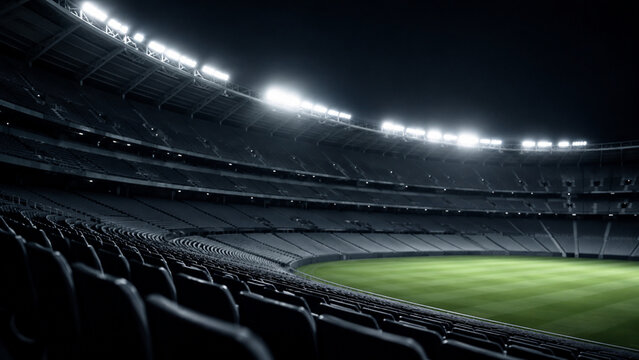 Empty Stadium Seats And Lights