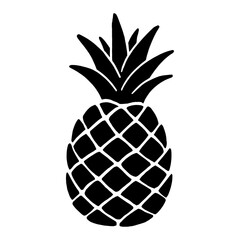 Obraz premium Black and white illustration of a pineapple with distinct patterned skin and leafy crown
