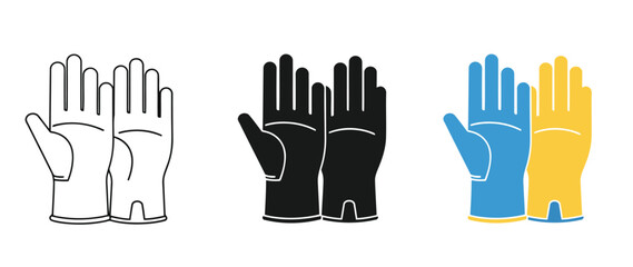 Obraz premium Three Different Colorful Gloves Design Showing Palm and Fingers Layout