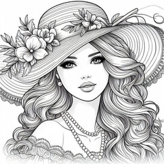 Fototapeta premium woman hair beauty face eyes sketch