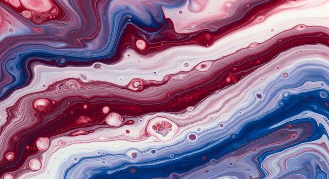 Abstract fluid art background with swirls of red white and blue paint abstract background colorful creative